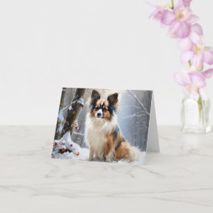 Papillon Lass es schneien Weihnachten Karte