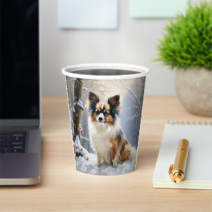 Papillon Lass es schneien Weihnachten Pappbecher