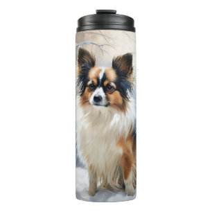 Papillon Lass es schneien Weihnachten Thermosbecher