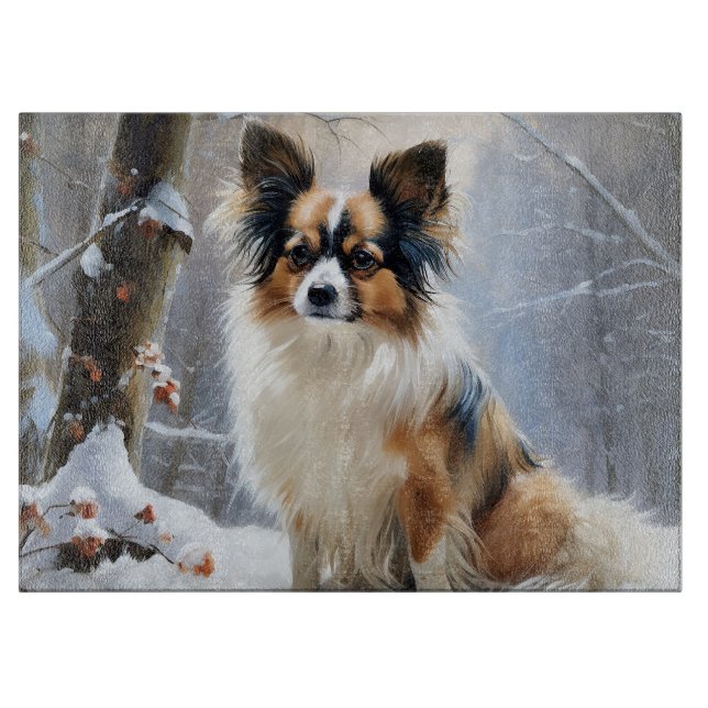 Papillon Let It Snow Christmas Schneidebrett (Vorderseite)