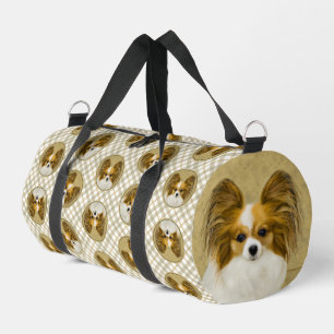 Papillon Malerei Zitrone und Weiß Originale Hunde  Duffle Bag