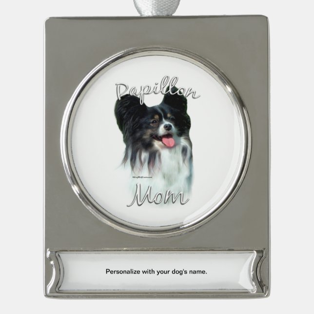 Papillon Mama 2 Banner-Ornament Silber (Vorderseite)