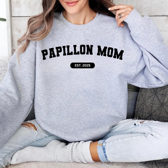 PAPILLON MAMA Dog Mum Custom Birth Year Sweater Sweatshirt (Von Creator hochgeladen)