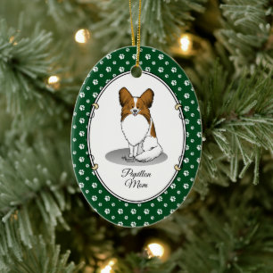 Papillon Mama Pap Mama (weiß & Einweg) Niedliche H Keramik Ornament