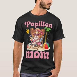 Papillon-Mama Strand Sommerurlaub Hundemutter T-Shirt