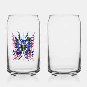 Papillon métallique bleu rose flammes – Gothique