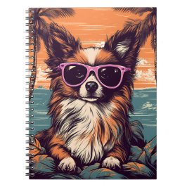 Papillon mit Sonnenbrille am Strand Notizblock