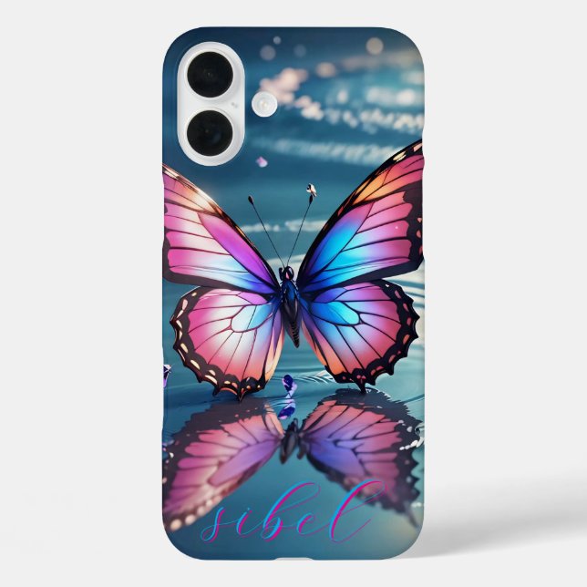 Papillon moderne dégradé Monogramme Coque - Mate i (Verso)