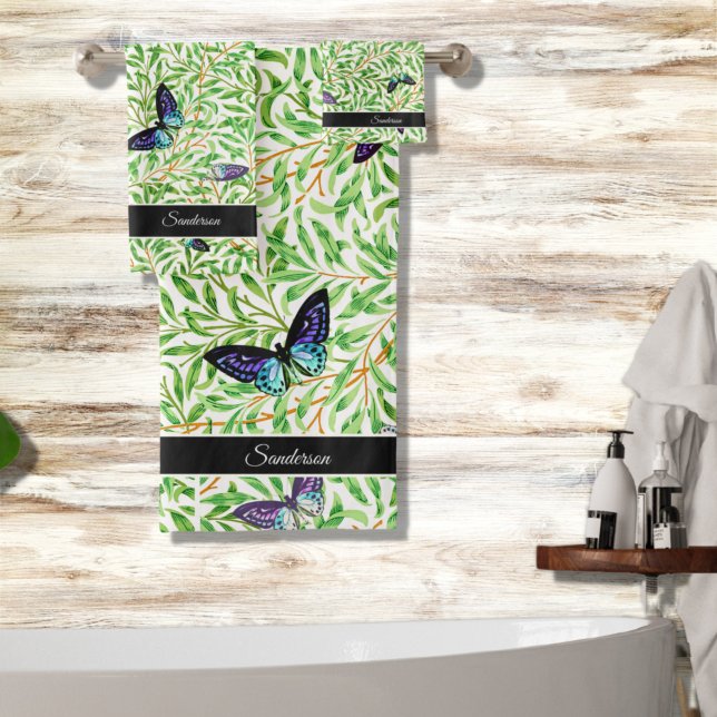 Papillon moderne élégant Monogramme bleu (Créateur téléchargé)