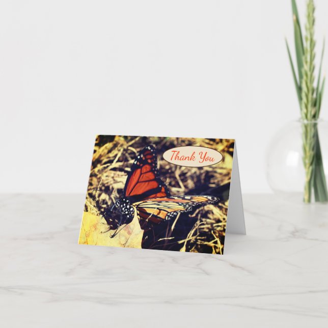 Papillon monarque Posant le Carte de remerciements (Devant)