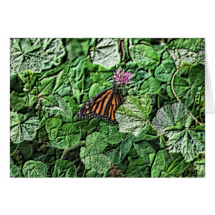 Papillon Monarque sur Clover Nature Carte d'Art