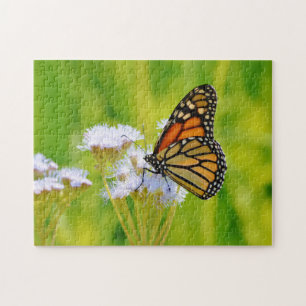 Papillon Monarque sur le Puzzle d'Art Fleur sauvag