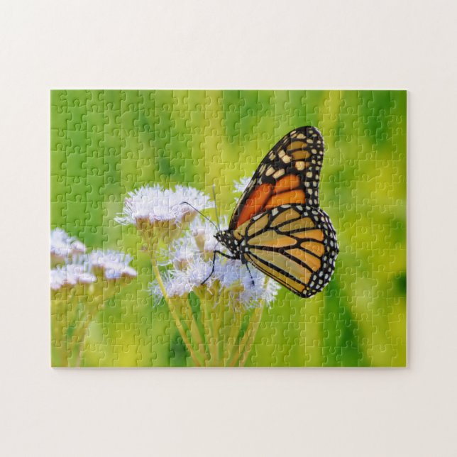 Papillon Monarque sur le Puzzle d'Art Fleur sauvag (Horizontal)