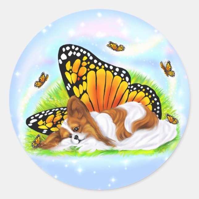 Papillon Mystical Monarch Runder Aufkleber (Vorderseite)
