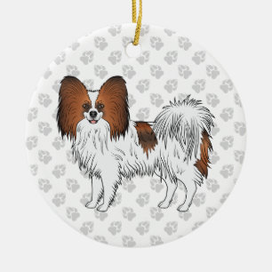 Papillon Niedlich und glücklicher Hund mit Paws Keramik Ornament