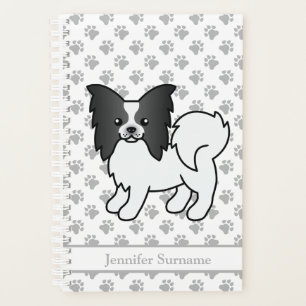 Papillon noir et blanc mignon dessin animé chien e