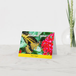 Papillon noir jaune photo personnalisée merci note