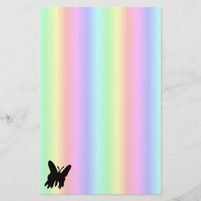 Papillon noir sur papeterie Pastell Rainbow (Devant)
