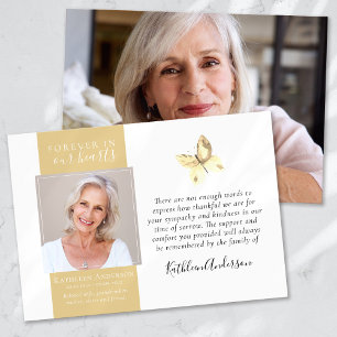 Papillon Or Photo Funérailles Merci Cartes