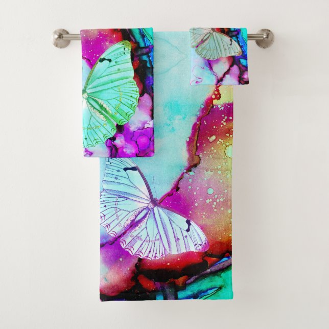 Papillon Pastels Abstrait moderne encre de néon (En situation)