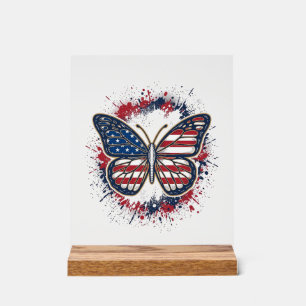 Papillon Patriotique Gravure Vintage Vector Design