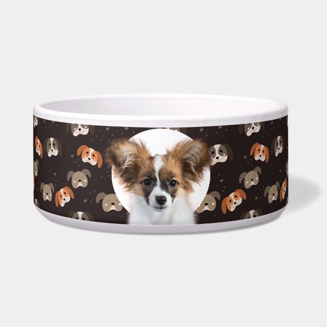 Papillon Personalisiert Foto & Name Dog Bowl Napf (Vorderseite)