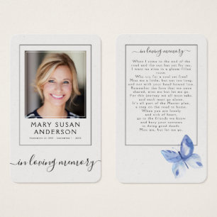 Papillon Photo Funeral Poem Card