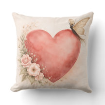 Papillon poétique forme - Coussin carré cœur