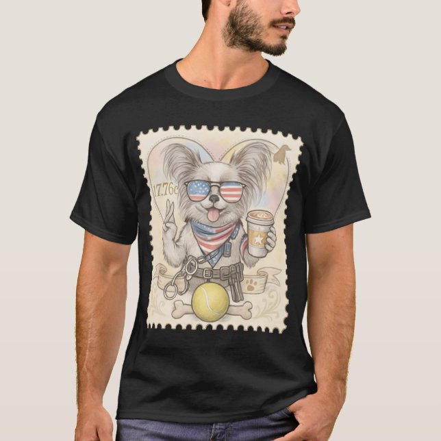 Papillon Polizeistempel T-Shirt (Vorderseite)