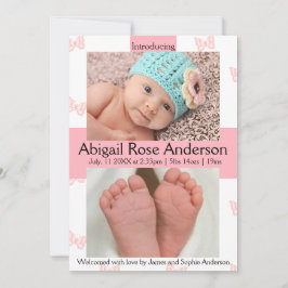 Papillon/Pote Pointe fille Faire-part de naissance