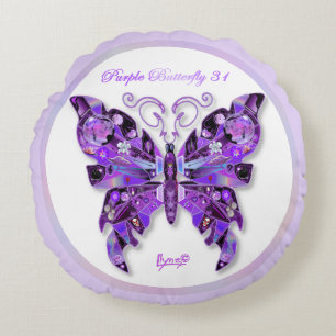 Papillon pourpre 31 Coussin rond