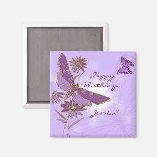 Papillon pourpre Aimant d'anniversaire