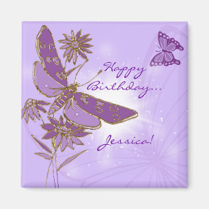 Papillon pourpre Aimant d'anniversaire