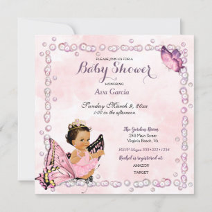 Papillon Princesse Baby Girl Invitation