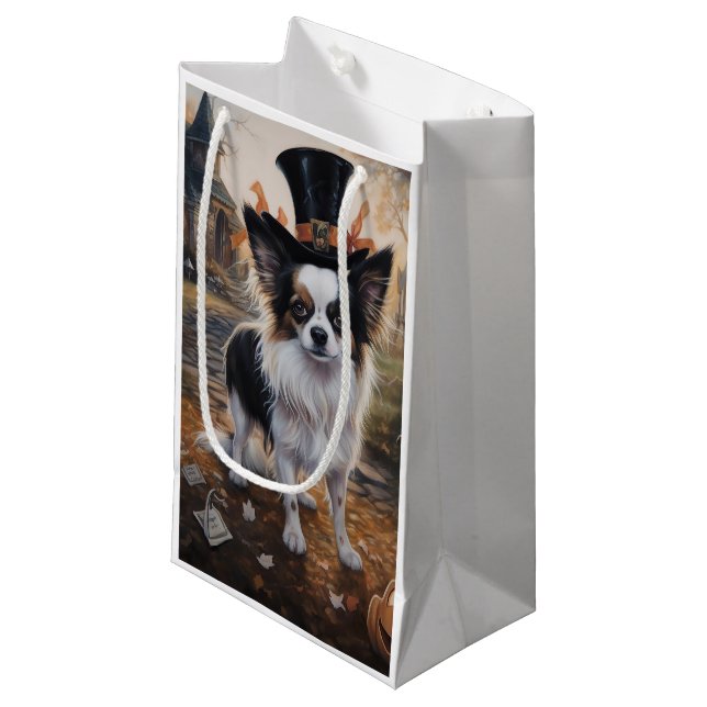 Papillon Pumpkins Halloween Beängstigend Kleine Geschenktüte (Vorderseite Schrägansicht)
