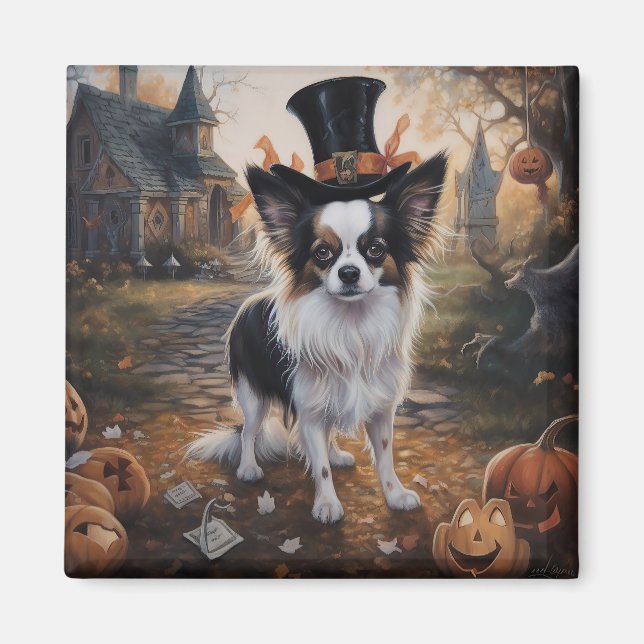 Papillon Pumpkins Halloween Beängstigend Magnet (Vorne)