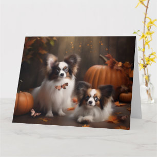 Papillon Puppy Autumn Delight Pumpkin Karte