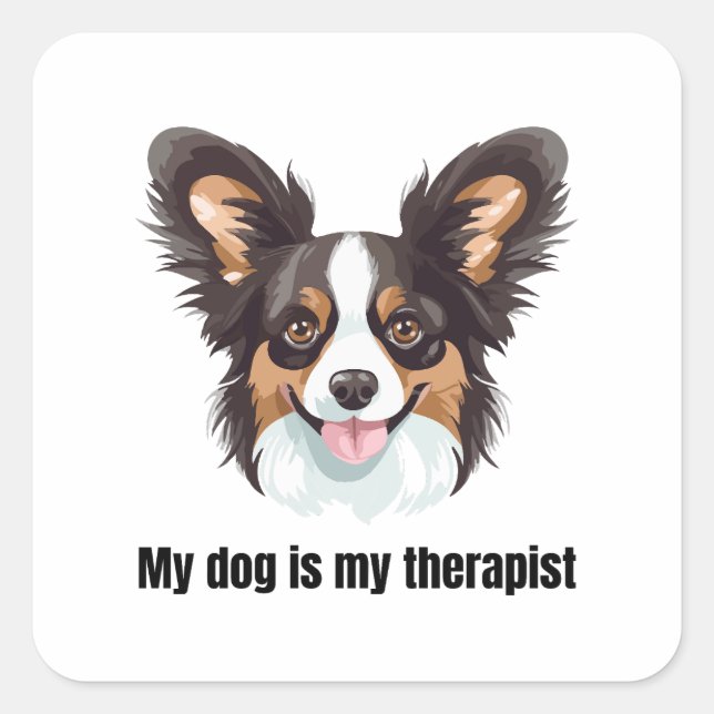 Papillon Quadratischer Aufkleber (Vorderseite)