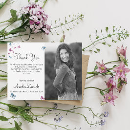 Papillon rose bleu photo en mémoire Carte de remer