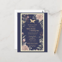 Papillon, Rose & Chardon de Mariage Carte Postale