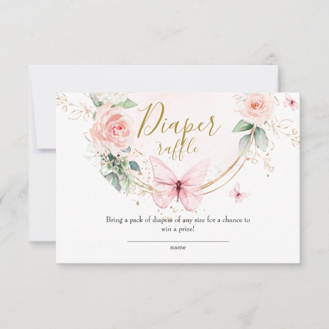Papillon rose Diaper Carte Raffin (Devant)