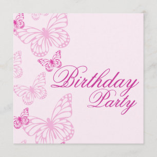 Papillon rose doux Invitation d'anniversaire