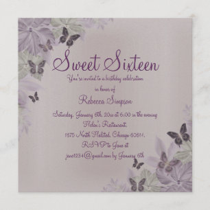 Papillon rose et violet Shimmer doux 16 Invitation