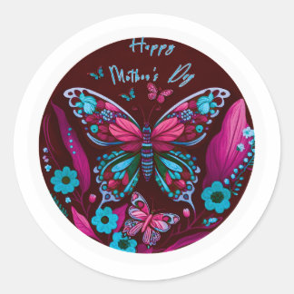 papillon rose Happy Mère's Day Stickers