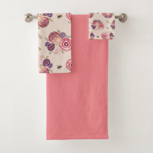Papillon rose Jardin Bee Peinture Serviette de bai