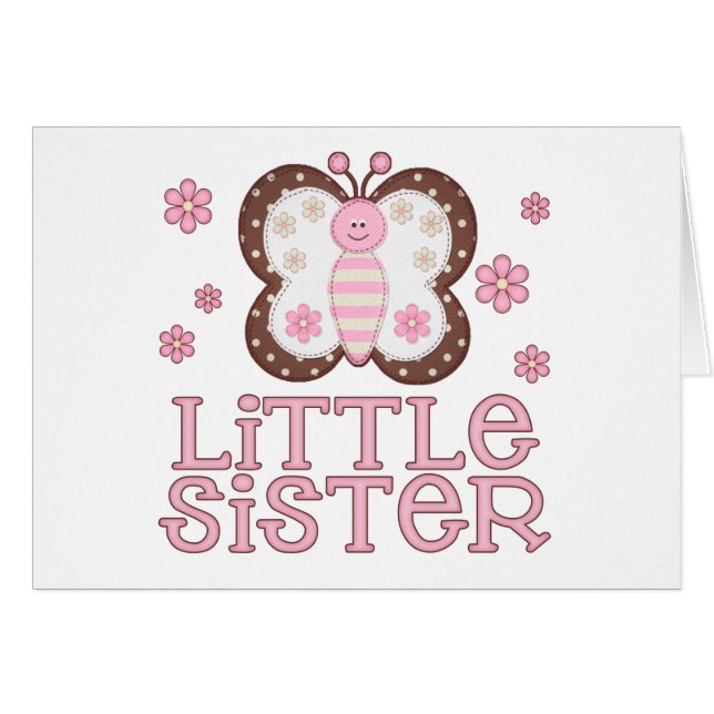 Papillon rose Petite Soeur Carte blanche (Devant Horizontal)