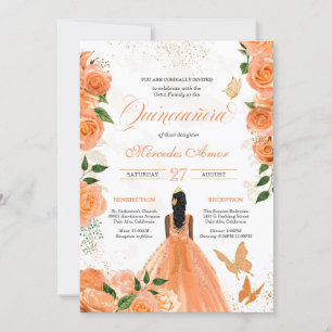 Papillon Rose Quinceanera Invitation