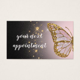 papillon rose sur carte de rendez-vous noire