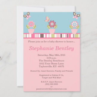 Papillon rose Taffy 5x7 Invitation