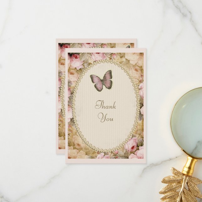 Papillon Rose Vintage, Merci Music Notes (Devant/Arrière en situation)